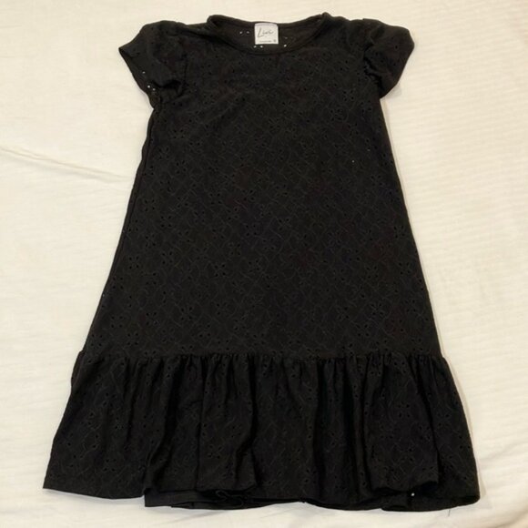 Living by Olivia Rae Black Ruffled short Sleeve eyelet fabric Mini Dress - Picture 1 of 14